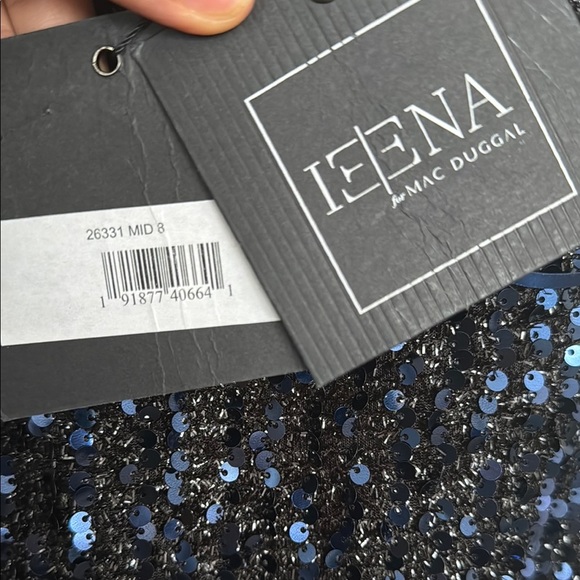 NWT | Mac Duggal 26331 Midnight Blue Cowl Back Sequined Evening Gown Size 8 - Picture 8 of 11